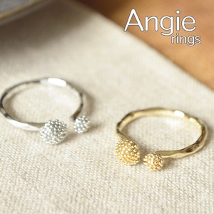 【Angie】2フラワー C型 真鍮メッキコーティングリング！2色展開。