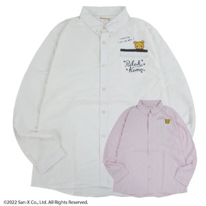 Button Shirt/Blouse San-x Long Sleeves Rilakkuma L Embroidered