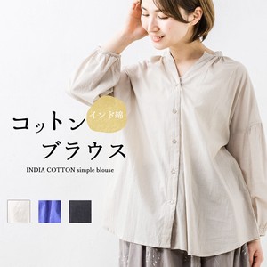 Button Shirt/Blouse Shirtwaist Tops Cotton Ladies'