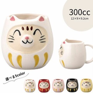 Mino ware Mug Cat-daruma White Pottery Made in Japan