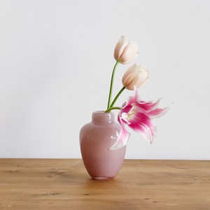 （高さ13cm）ミルキーガラス フラワーベース ノーマル（4色）／花瓶 パステル 卓上