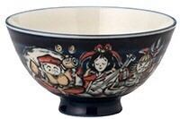 Mino ware Rice Bowl The Seven Deities Of Good Fortune Pottery L size Made in Japan