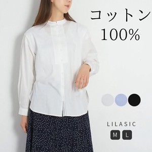 Button Shirt/Blouse Band-Collar Shirt Long Sleeves Stand-up Collar M