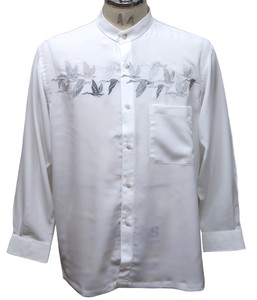 Button Shirt Long Sleeves Casual Embroidered Japanese Pattern Made in Japan