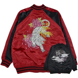 Jacket Reversible Sukajan Jacket Satin 2Way Outerwear Japanese Pattern