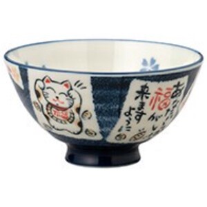 Mino ware Rice Bowl MANEKINEKO Cat Pottery L size Koban Made in Japan