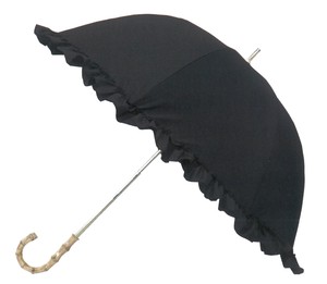 【晴雨兼用】【大きめ】【完全遮光】深張り長傘　フリル　ブラック　204591
