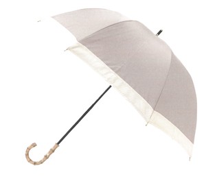 【晴雨兼用】【大きめ】【完全遮光】深張り長傘　グログラン　アイスグレージュ　204598