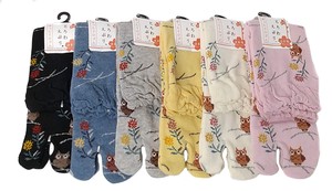 【日本製足袋ソックス】　花とフクロウ