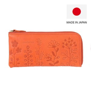 Long Wallet Zucchero Slim SARAI Genuine Leather Ladies' Polka Dot Made in Japan