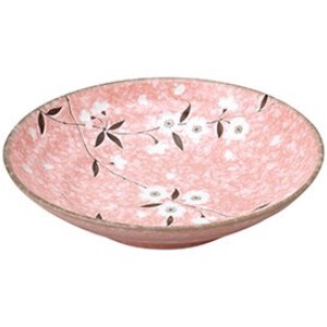 ピンク桜 三ツ輪7.5めん皿 陶器 和食器 日本製 美濃焼 プレート
