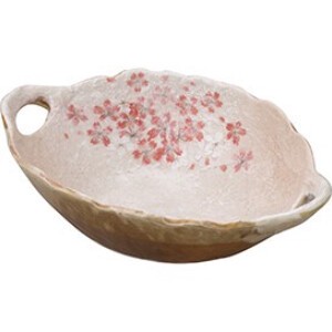 [平安桜 手付楕円鉢] ボウル 陶器 日本製 美濃焼 和食器