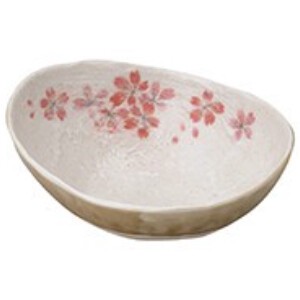 [平安桜 楕円鉢] ボウル 陶器  日本製　美濃焼 和食器