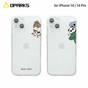 Dparks [ iPhone14/14Pro] ソフトクリアケース ネコとイヌのおでかけ、コアラ・パンダ・ワニのぞき