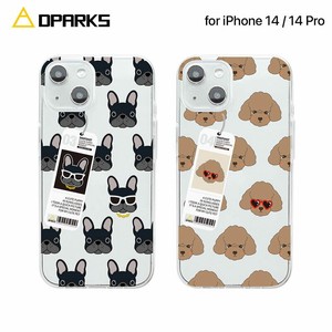 Dparks [ iPhone14/14 Pro] ソフトクリアケース イヌ パターン ブルドッグ・プードル アイフォン カバー