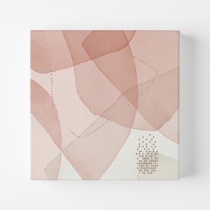 正方形キャンバスパネル 【ピンクベージュ抽象画03】北欧　くすみカラー　スクエア　風景抽象画