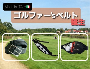 ゴルフにおすすめ！伸縮ポケット付きイタリアンレザーベルト　男女兼用　本革使用　イタリア製