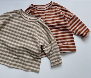 韓国スタイル　スプリング長袖bボーダーシャツカラーTシャツ   ベビー　新生児　キッズ　子供服