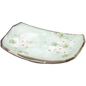 秋桜グリーン 長角8.0皿  陶器 和食器 日本製 美濃焼 トレー