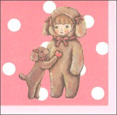 ミニグリーティングカード 多目的 trunk:chiyo「犬の着ぐるみの女の子」  2023新作