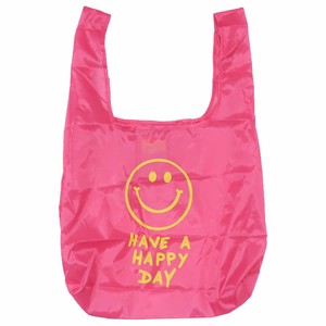【エコバッグ】スマイリーフェイス ECO BAG 折りたたみショッピングバッグ SMILE YELLOW PINK