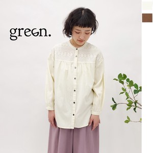 Button Shirt/Blouse Embroidered Switching
