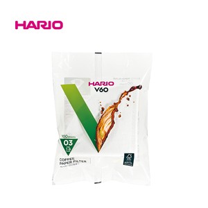 『HARIO』03用　V60ペーパーフィルター03W 100枚袋入り VCF-03-100W-23+  (ハリオ）