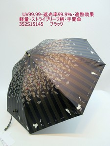2023春夏新作）晴雨兼用傘長傘婦人　UV99.99遮光率99.9％・遮熱効果・軽量・ストライプリーフ柄手開傘