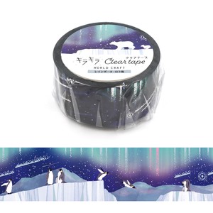 ﾜｰﾙﾄﾞｸﾗﾌﾄ【キラキラクリアテープ Starry sky】雑貨 マスキングテープ 星型　ペンギン アイス