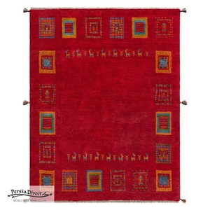 ギャッベ　ペルシャ　イラン　オーガニックウール　絨毯　ラグサイズM（約150×200cm）　G856　152×195cm
