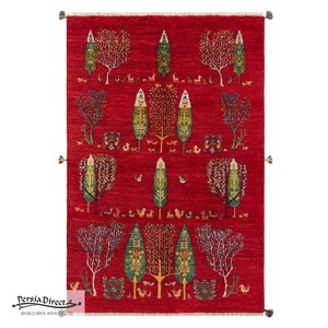 ギャッベ　ペルシャ　イラン　オーガニックウール　絨毯　ラグサイズM（約150×200cm）　G942　134×200cm
