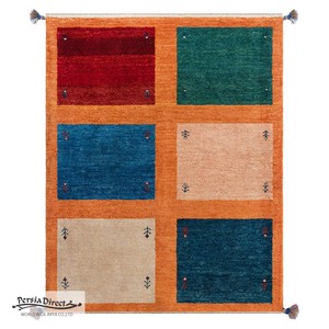 ギャッベ ペルシャ イラン オーガニックウール 絨毯 ラグ 玄関マットLL（約75×120cm）G530　83×108cm