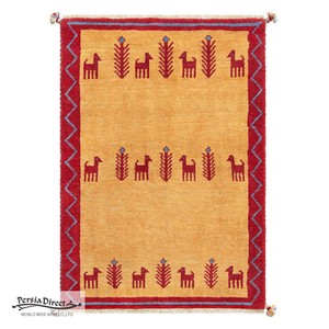ギャッベ ペルシャ イラン オーガニックウール 絨毯 ラグ 玄関マットLL（約75×120cm）G276　86×121cm