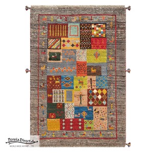 ギャッベ　ペルシャ　イラン　オーガニックウール　絨毯　ラグサイズS（約100×150cm）　G968　101×146cm