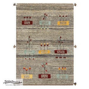 ギャッベ　ペルシャ　イラン　オーガニックウール　絨毯　ラグサイズS（約100×150cm）　G989　105×145cm