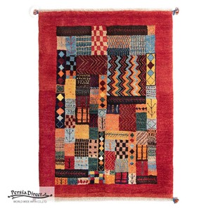 ギャッベ　ペルシャ　イラン　オーガニックウール　絨毯　ラグサイズS（約100×150cm）　G420　108×150cm