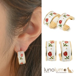 Pierced Earringss Flower sliver Rhinestone Tulips Ladies'