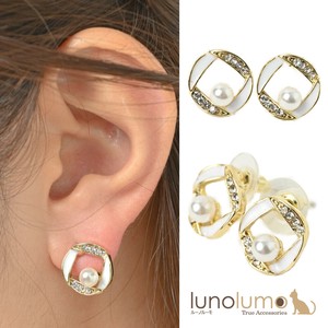 Pierced Earringss Pearl sliver White Rhinestone Ladies'