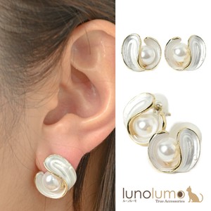 Pierced Earringss Pearl sliver White Ladies'