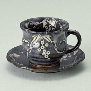 コーヒーカップ&ソーサー 鼠志野葡萄 陶器 日本製 美濃焼