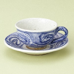 コーヒーカップ&ソーサー 氷雪唐草 青 陶器 日本製 美濃焼