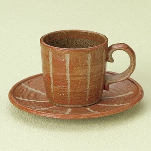 コーヒーカップ&ソーサー 彫十草(赤) 陶器 日本製 美濃焼