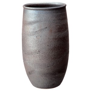 [信楽焼]いぶし楕円花入 陶器 花瓶 日本製