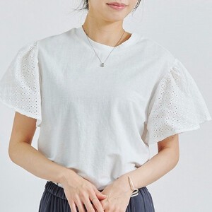 Button Shirt/Blouse Lace Sleeve cool Cool Touch Cut-and-sew