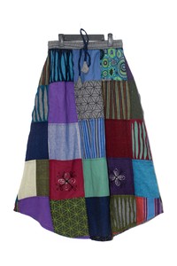 ネパール ミックスパッチ刺繍 スカート　100-0230-00032