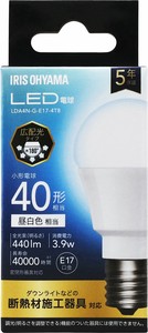 【アイリスオーヤマ 照明　LED電球】　LED電球 E17 広配光 40形相当 昼白色