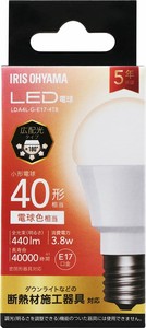 【アイリスオーヤマ 照明　LED電球】　LED電球 E17 広配光 40形相当 電球色