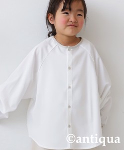 [アンティカ]配色パイピングシャツ ブラウス ノーカラー キッズ ジュニア TY-00071 【ALL】