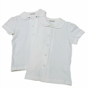 Kids' Short Sleeve Shirt/Blouse Small Floral Pattern Formal Embroidered M Made in Japan