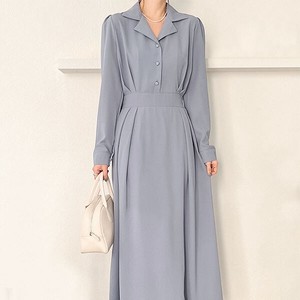 Casual Dress Pintucked Plain Color One-piece Dress